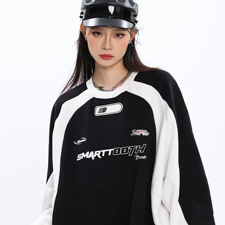 Y2k Vintage Women Sweatshirt Fashion Long Sleeve O-neck Pullover Tops Korean Style Letter Print Hippie Streetwear Hoodie Clothes