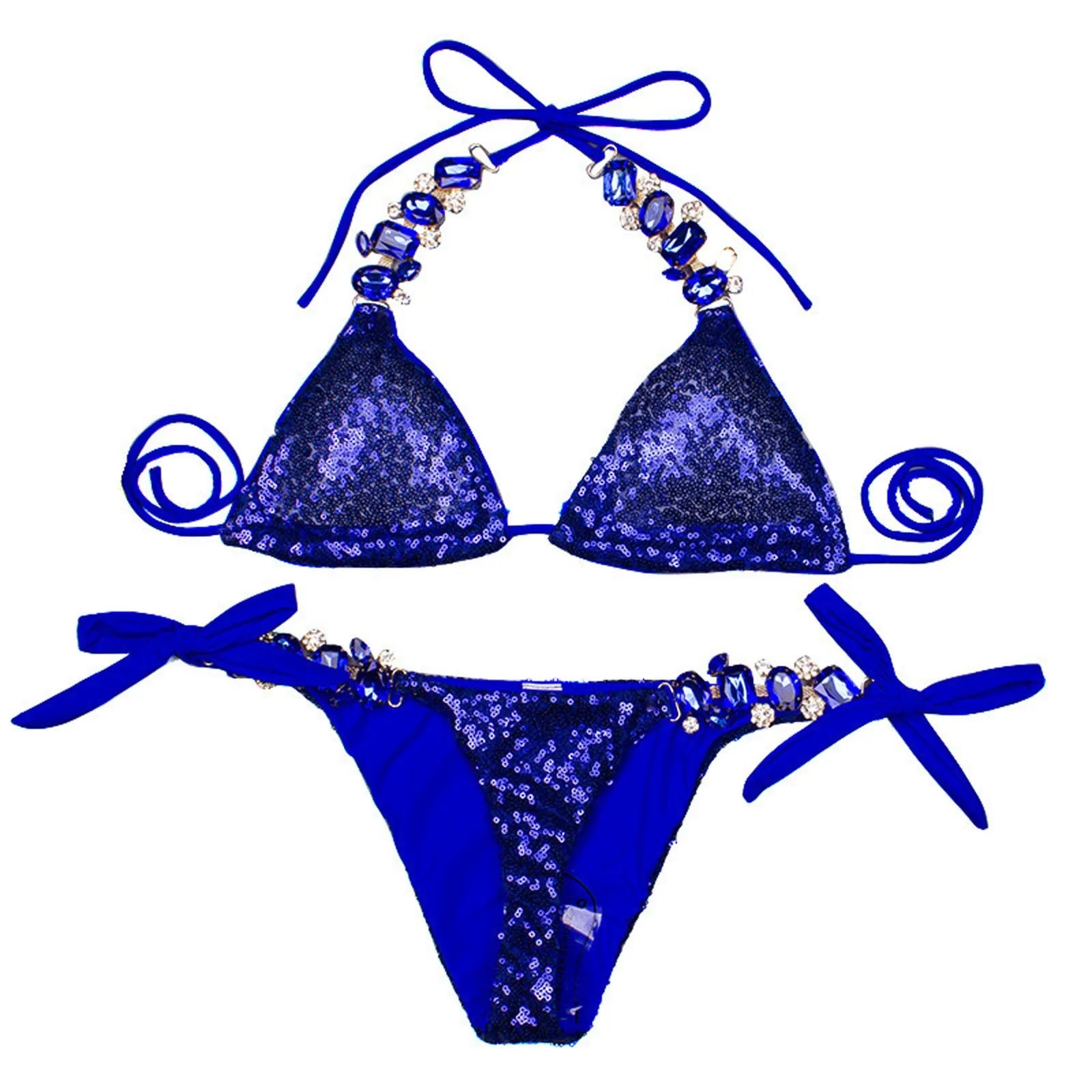 Sexy Sequin Bikini Sets Women Swimsuit Clothing Set Biquini Split Push Up Sexy Hot Y2k Halter Mujer Swimwear Suit Bikini