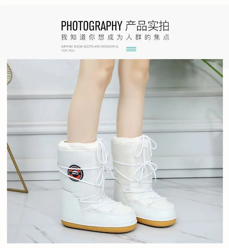 Winter Snow Boots Women Warm Shoes Platform Moon Space Boots Female Velvet Fur Warm Ankle Boots Snowboots