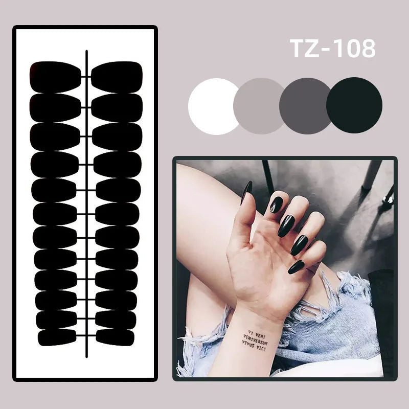 24Pcs Artificial Ballet Nails Set Long Coffin Fake Nails with Gradient Flower Design Wearable Frenchfull Cover Press on Nail Tip