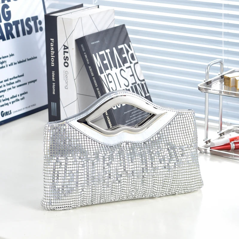 Sparkly Bag Rhinestone Purse: Chic Bling Shiny Hand Bags for Party Prom Cocktail Wedding GRAY Large(Max Length>50cm)