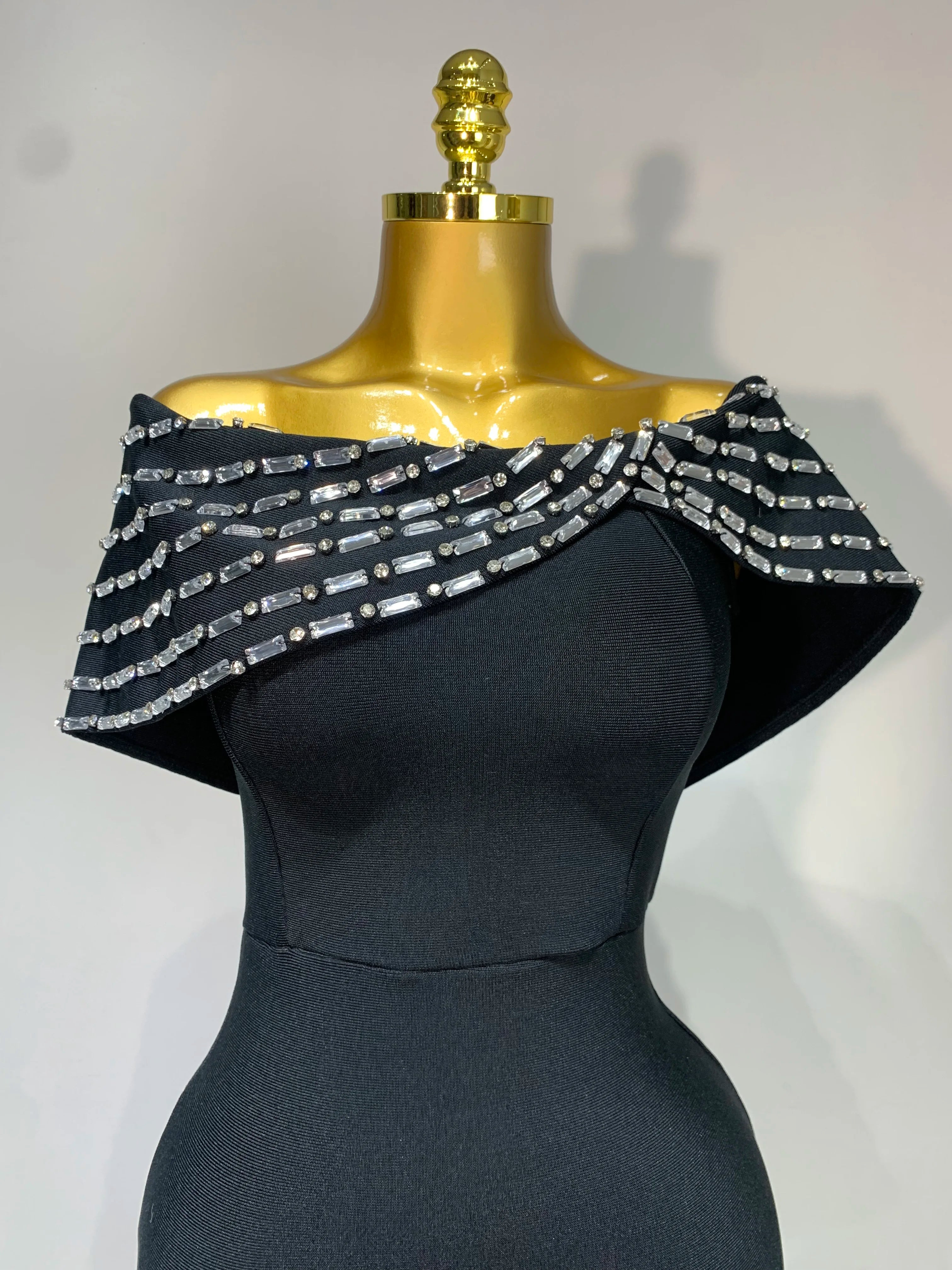 Fashion Sexy Strapless 2025 Black Off-shoulder Bodycon Bandade Dress Celebrity Cocktail Party  Luxury Birthday Wedding Dresses