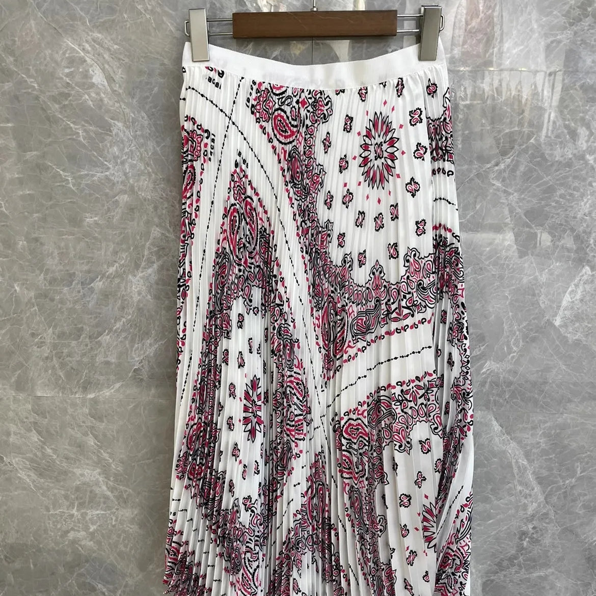 2023SS Summer Luxury New Women Flower Prints Pleated Midi Skirt for Female 2 Color Tutu