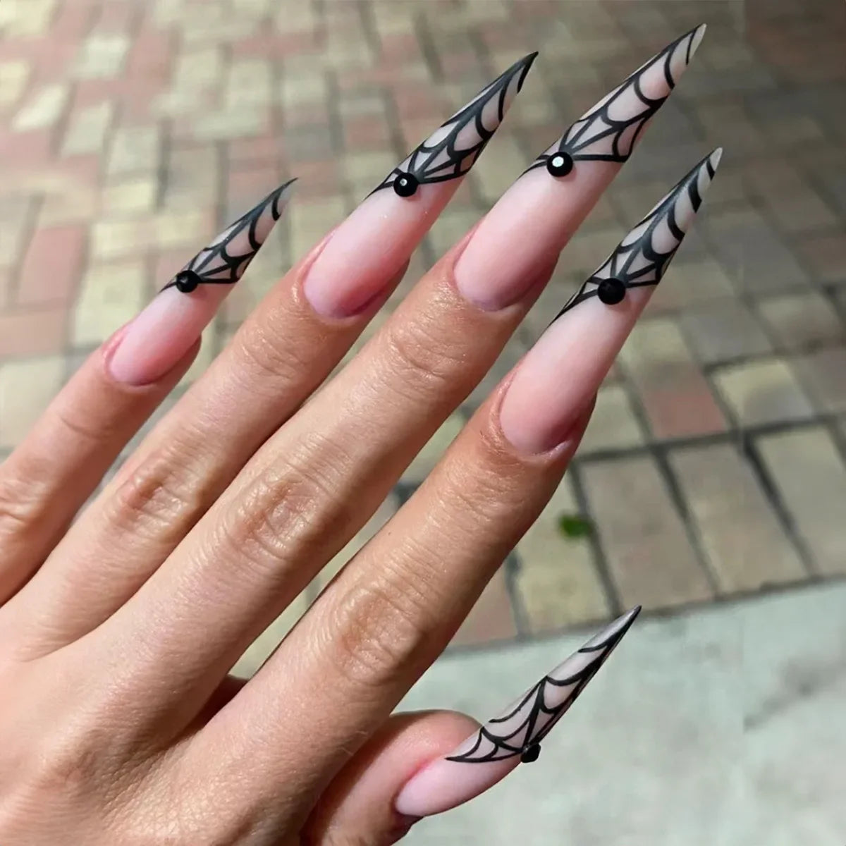 24 peças de unhas postiças de Halloween com desenhos de cabeça de amêndoa, unhas postiças de palhaço fofas, manicure francesa de cobertura total, pontas de pressão para meninas