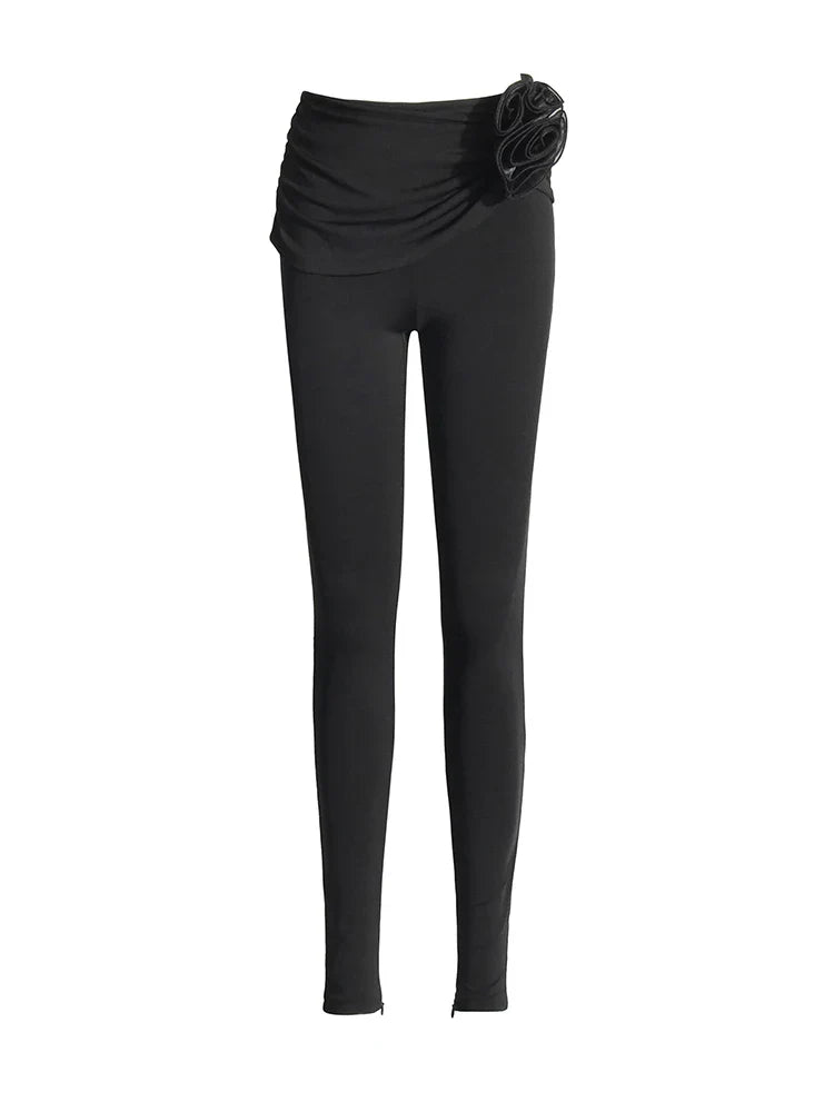 Slim Two Piece Set For Women Swinging Collar Long Sleeve Top High Waist Spliced Appliques Pant Casual Sets Female