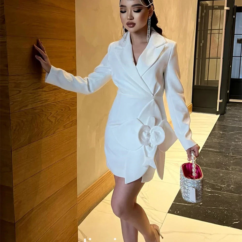 Jiayigong Simple V-neck Cocktail Dresses Party Bows Bowknot Satin Mini Custom Dress as picture color