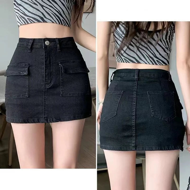 Tight High Waist Denim Skirt Women 2024 Summer Wrap Hip Mini Skirts Woman Sexy Side Split Slim Short Jean Skirt Ladies