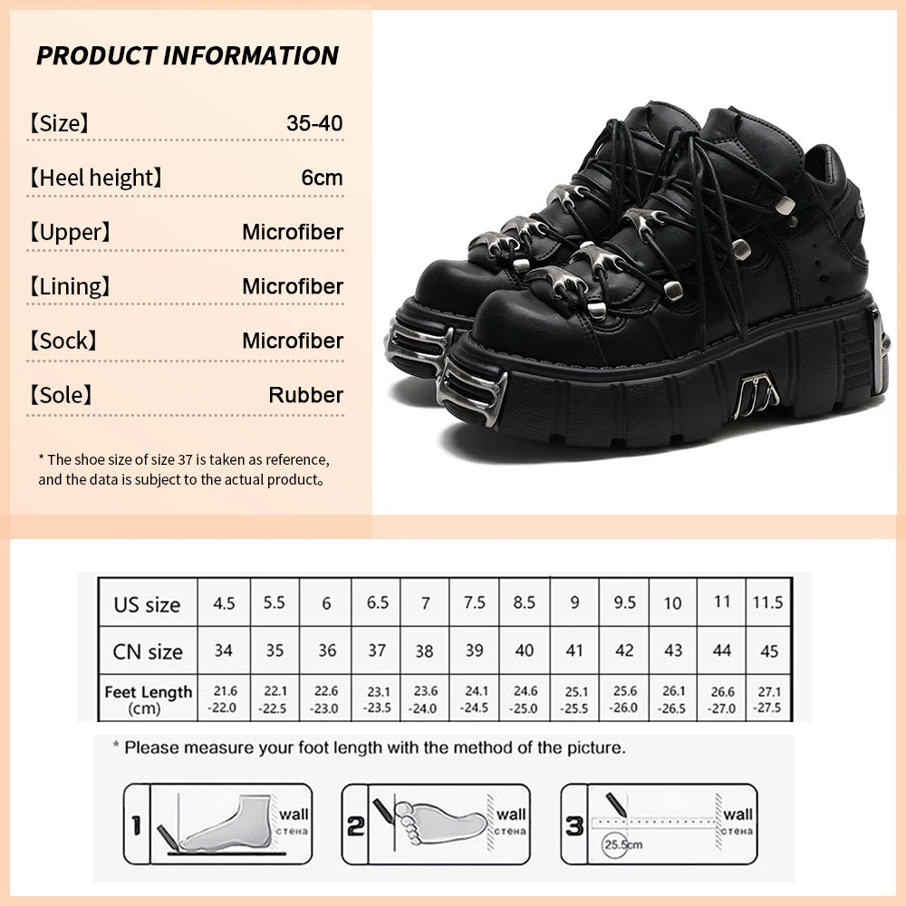 GOGD Designer Women's Ankle Boots Platform New Pumps Gothic Punk Style Thick Sole Motorcycle Boots Y2k Cosplay College Student 1129