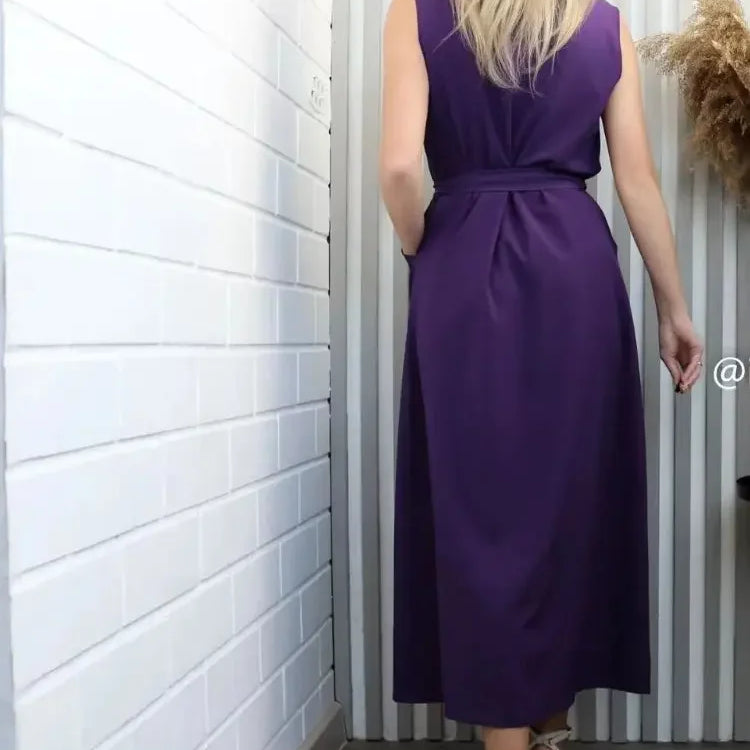 Elegant Chic Shirt Dress Summer New Fashion Sleeveless Sexy Dress V-neck Buttock Dress for Women Office Ladies Party Sundress