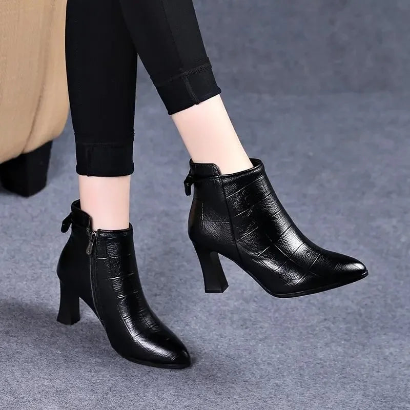 Women Sweet European Style Brand Designer Pu Leather Shoes Lady Classic Round Toe Comfort Autumn Ankle Boots a