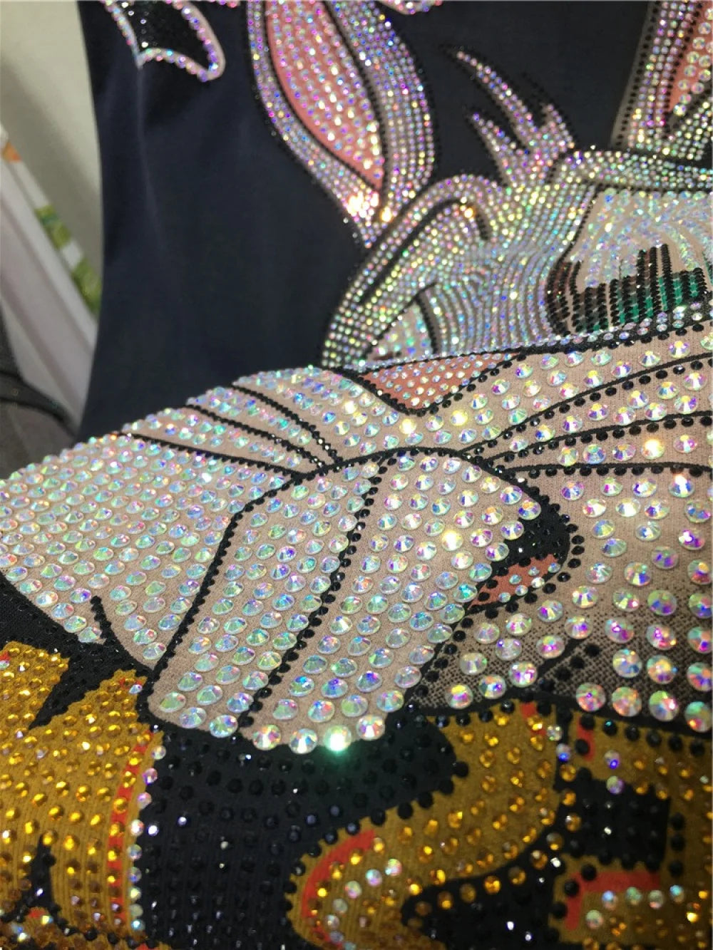 XL-4XL Plus Size Women Clothing Rhinestone Rabbit Cool Women's T-shirt Large Size Gothic Big Size Short Sleeve Tunic Tops 150KG