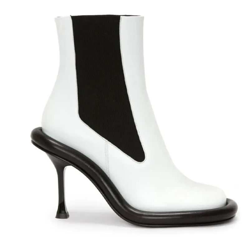 Spring and Autumn Women's New Slender High Heel Denim Short Boots Round Head Side Zipper Fashion Women's Ankle Boots