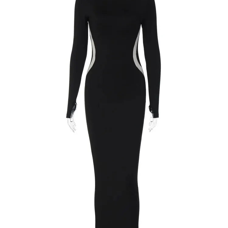 Women Autumn Winter Long Sleeve Party Club Streetwear Bodycon Black Long Dress Wholesale Items For Business