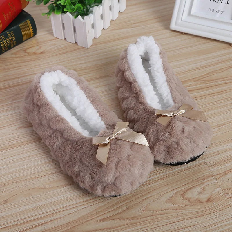 Winter Warm Slipper Womens Home Plush Soft Fluffy Cute Funny Indoor House Female Non Slip Ladies Floor Shoes Heart Love Grip Khaki