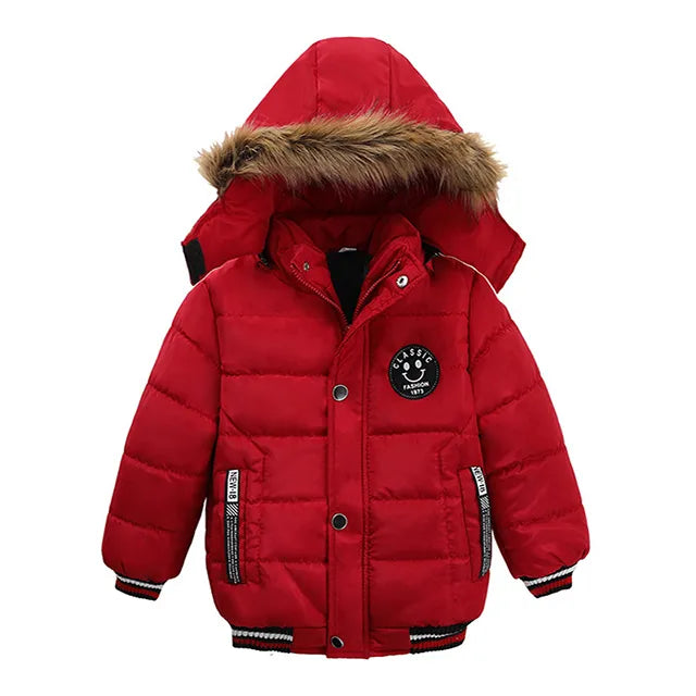 Winter Boys Jacket For Children Coats Kids Warm Hooded Outwear Thick Fleece Coat For Baby Boy Clothes Costume 2 3 4 5 6 Y red