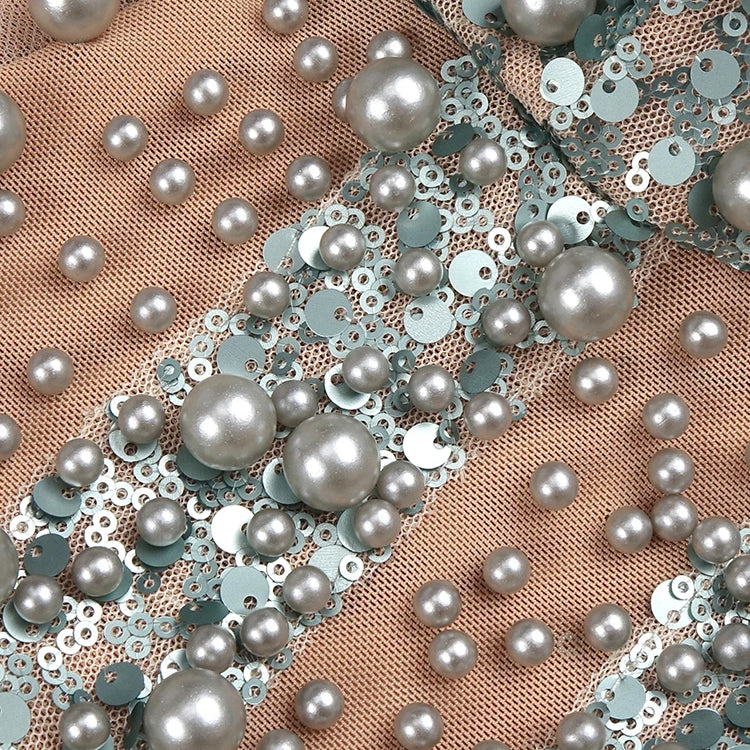 VC Luxury Women'S Elegant Dress For Special Occasions Sleeveless Maxi Gown With Pearl Sequins Female Clothing