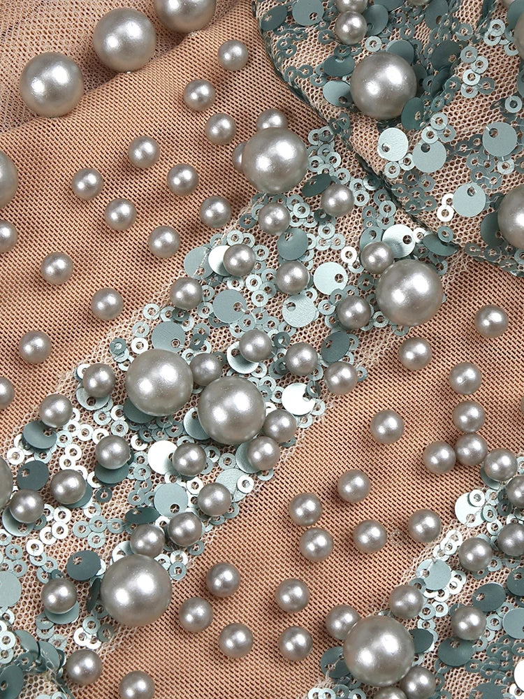 VC Luxury Women'S Elegant Dress For Special Occasions Sleeveless Maxi Gown With Pearl Sequins Female Clothing