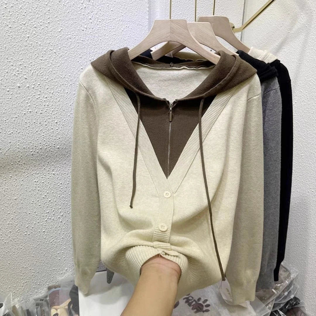 Autumn and winter hooded Maillard sweater sweater design casual loose long-sleeved shirt Joker tide.