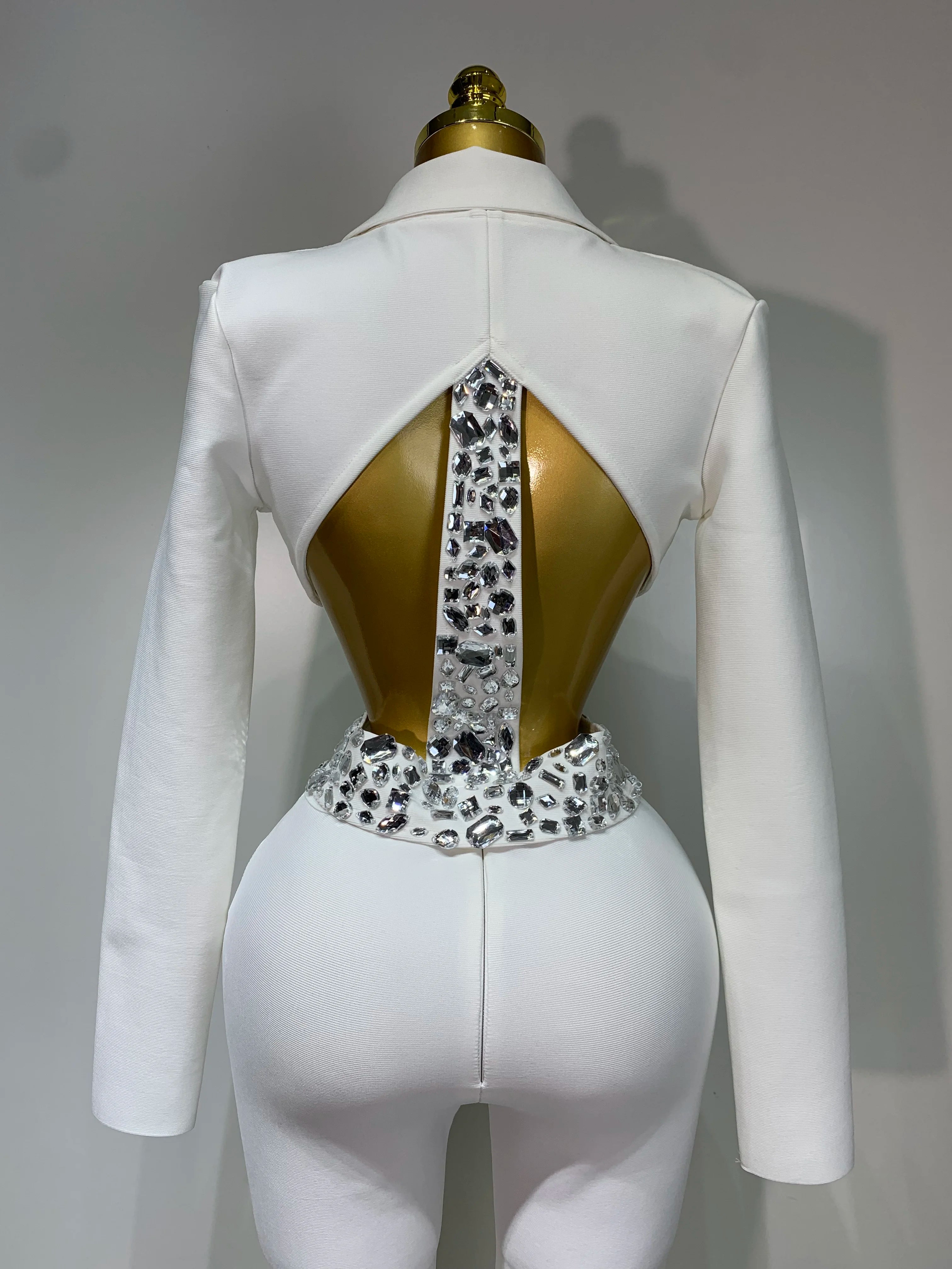 Women Sexy Long Sleeve Beading Bodycon Two Pieces Pants Bandage Set 2025 Celebrity Designer Fashion Women's Luxury Birthday Set