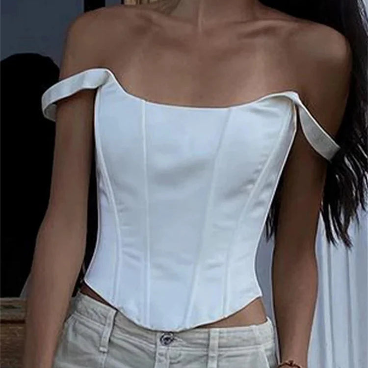 Zenaide Sexy Square Neck Satin Corset Crop Tops Summer Women Sleeveless Bandage Tank Top Camis Party Club 2023