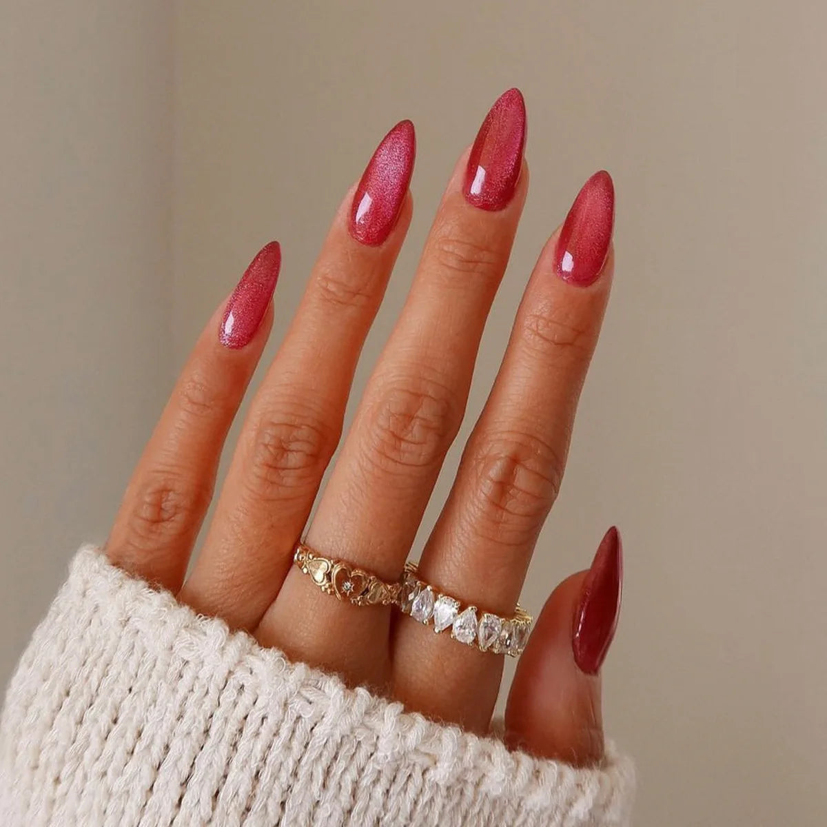 Unhas postiças simples vermelho vinho com cola, comprimento médio, amêndoa, unhas postiças, vestíveis, cabeça redonda, oval, cobertura total