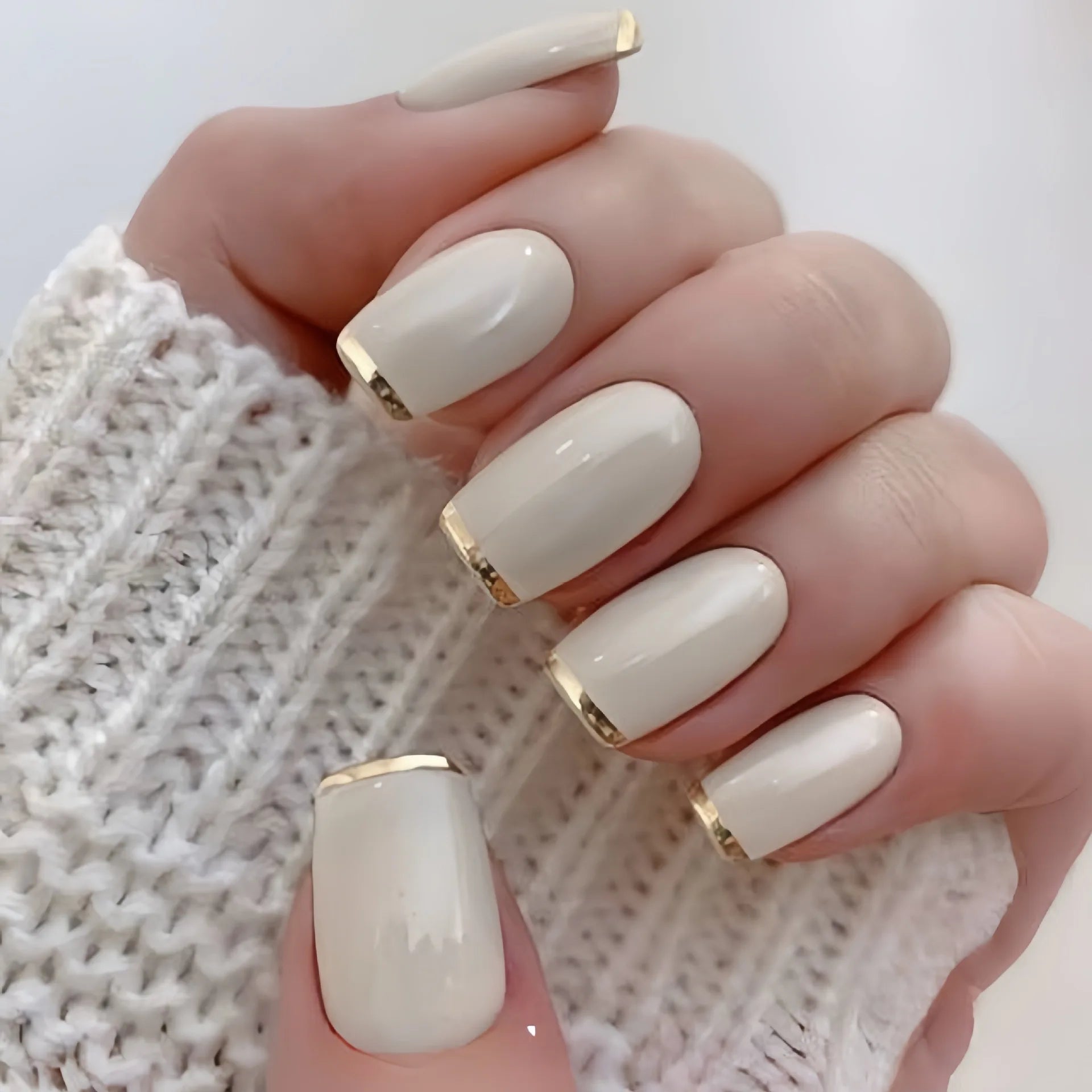 24pcs/set Medium long fake nail tips for women colorful gradient glitter starry design for Spring Summer press on false nail art