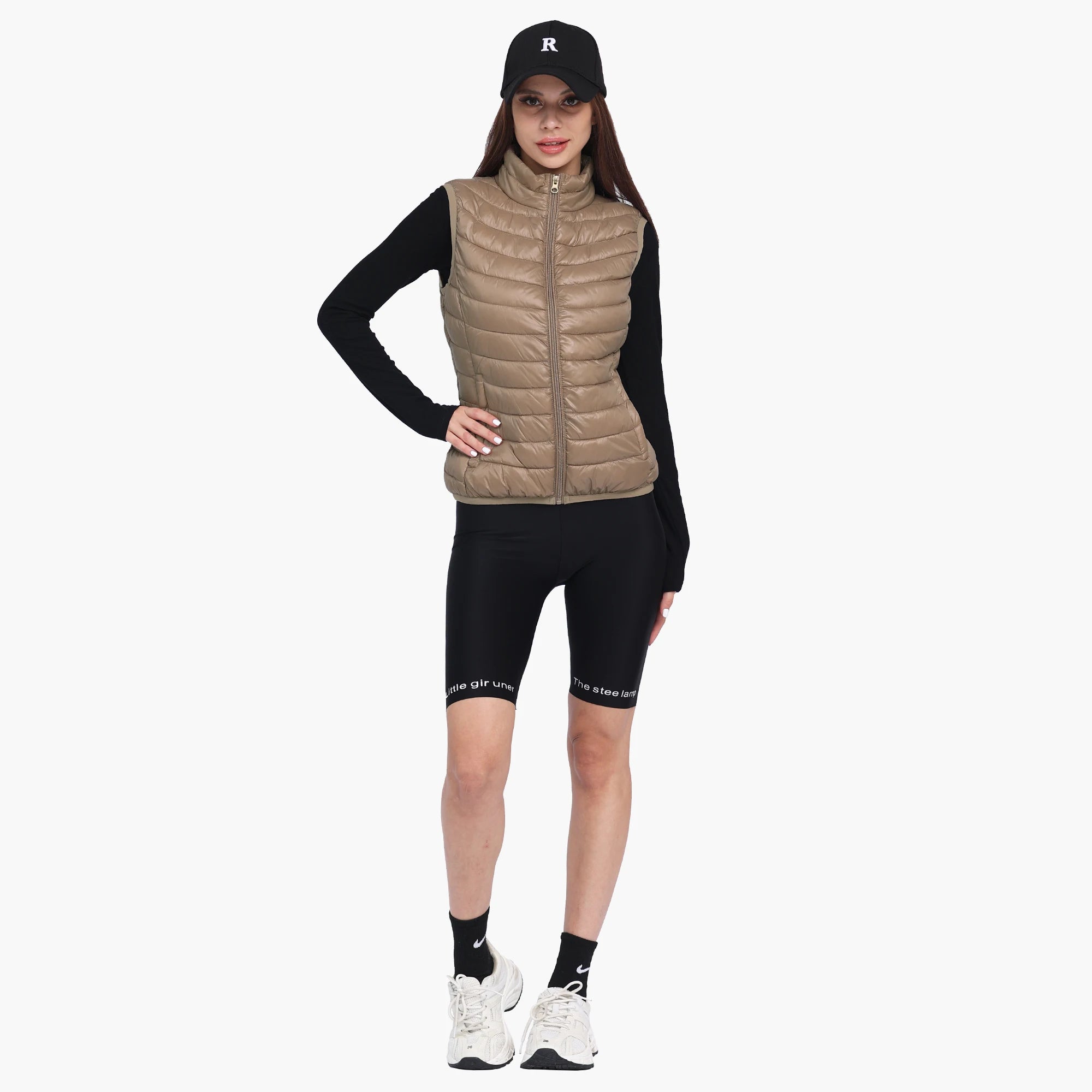 Women Winter Lightweight Warm Water-Resistant Packable Puffer Vest With Pockets Sleeveless Stand Collar Coats Outerwear