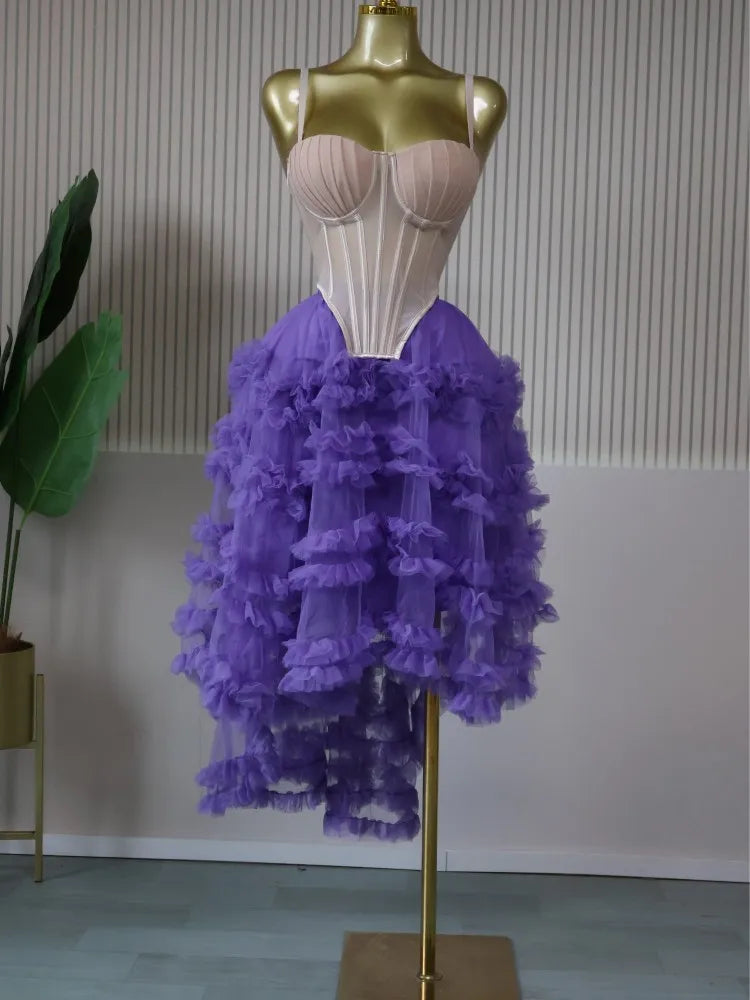 CM.YAYA Women's Dress Set Tunic Irregular Crop Top and Irregular Ball Gown Maxi Long Skirt Suit 2025 Two 2 Piece Set Outfits