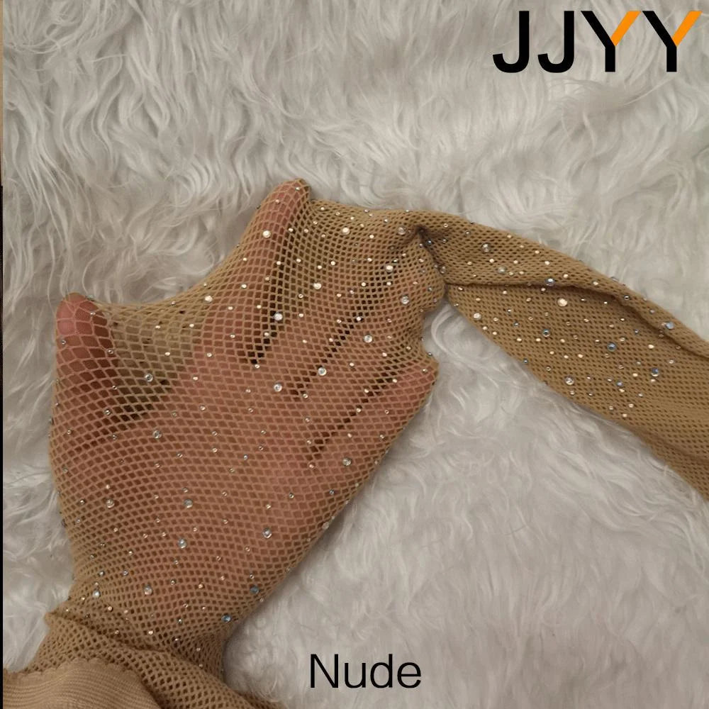 Fashion Shiny Fishnet Tights Pantyhose Glitter Small Mesh Thin Pantyhose Women Nude One Size