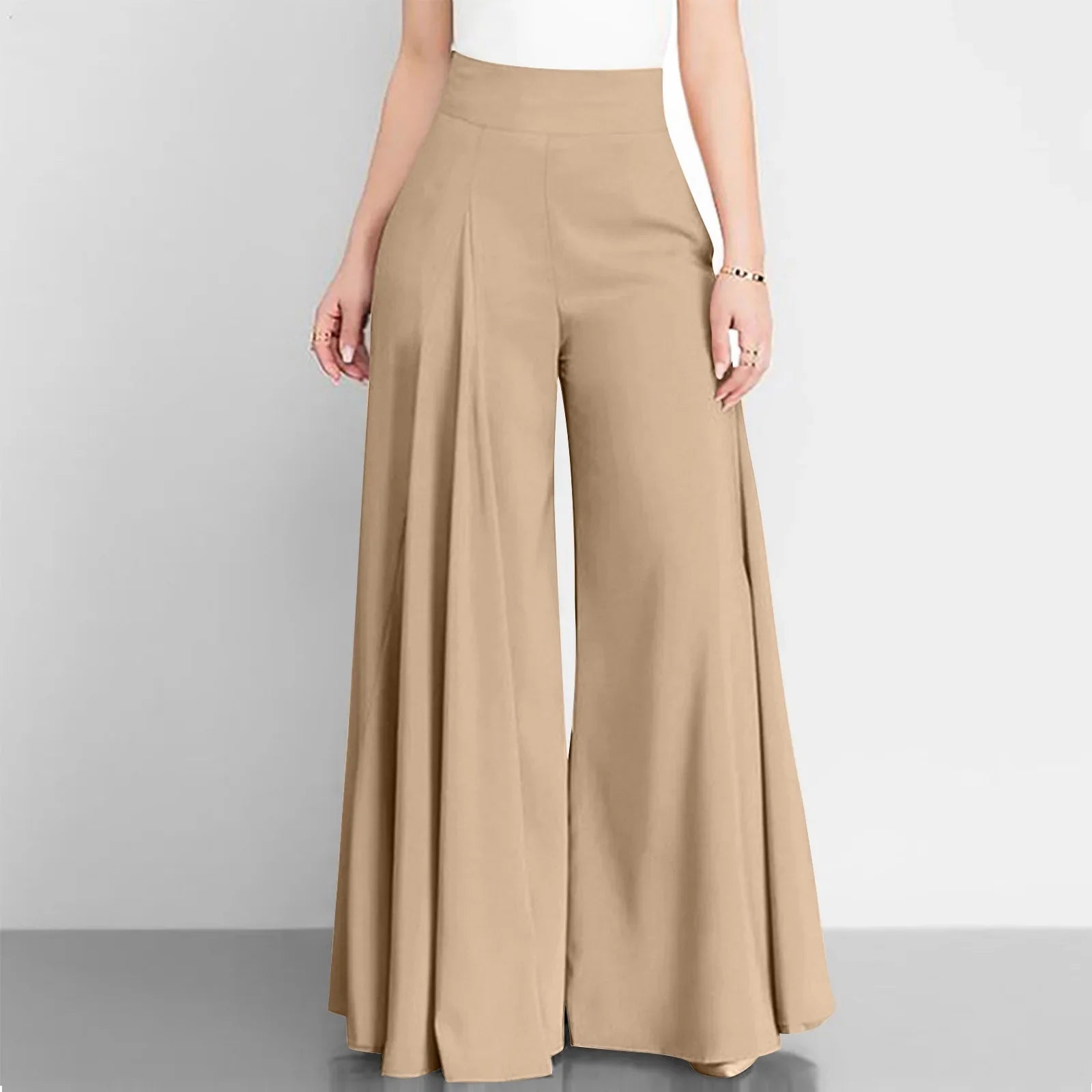 Womens High Waist Wide Leg Pants Spring Autumn Fashion Elegant Flare Trousers Casual Holiday Loose Green New Long Pant Female khaki