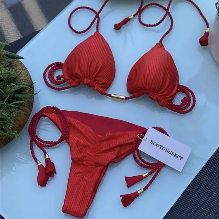 Sexy Bikini Push Up Women Swimsuit Thong Brazilian Bikini Swimwear Female Swimming Bathing Suit Beachwear 8237
