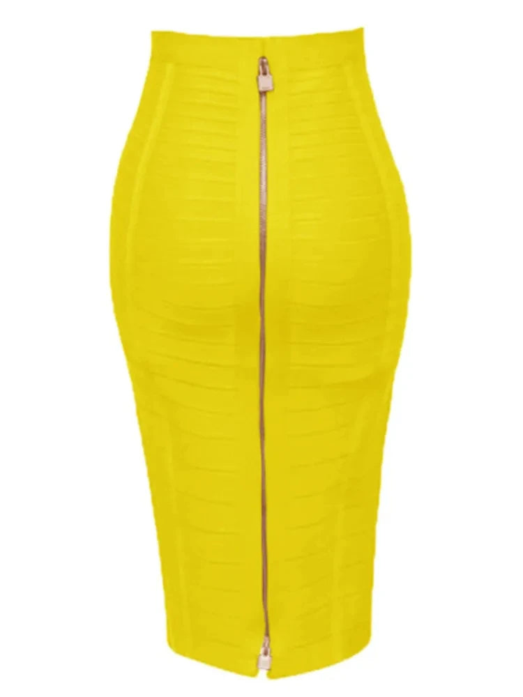 STOCK All Match Style 15 Colors Golden Zipper Package Hips Knee Length Bandage Skirt Fashion Office Lady Wear Woman Basics item