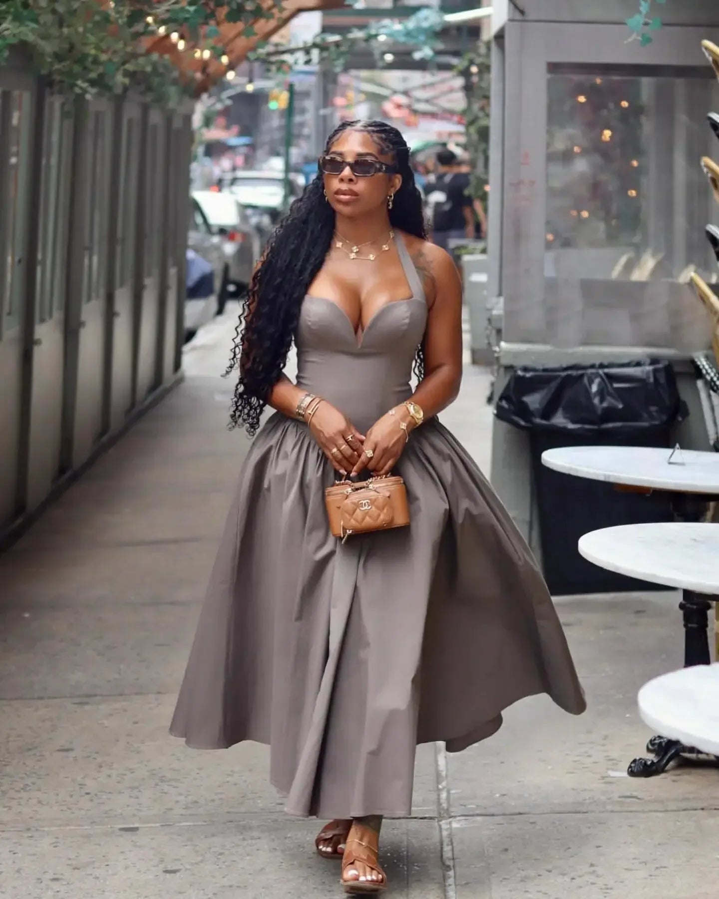 CM.YAYA 2024 Summer Sleeveless Sweet Strapless Slim Halter Floor-Length Long Women Dress Beach Party Evening Sexy Maxi Dresses Gray