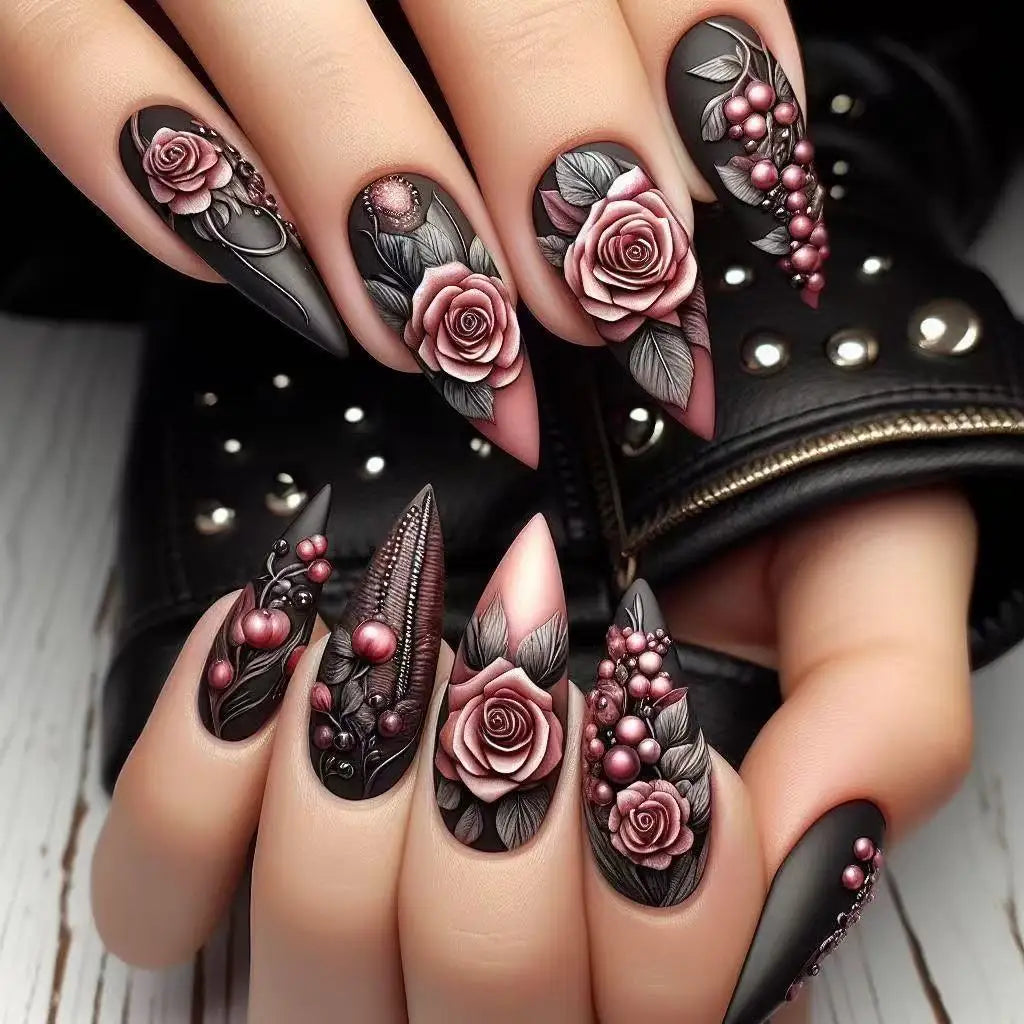 24Pcs Mid-length Almond Fake Nail with Blue Stripe Smudge Design Press on Nails for Woman Datachable Full Cover False Nails Tips