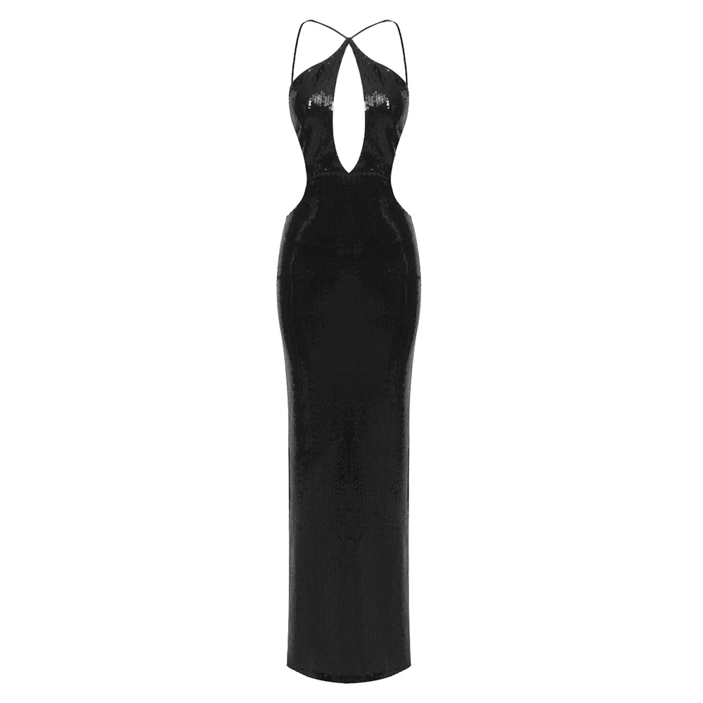 Vestido de celebridade para tapete vermelho feminino, sexy, frente única, lantejoulas brilhantes, bodycon, longo, maxi vestido elegante para festa à noite