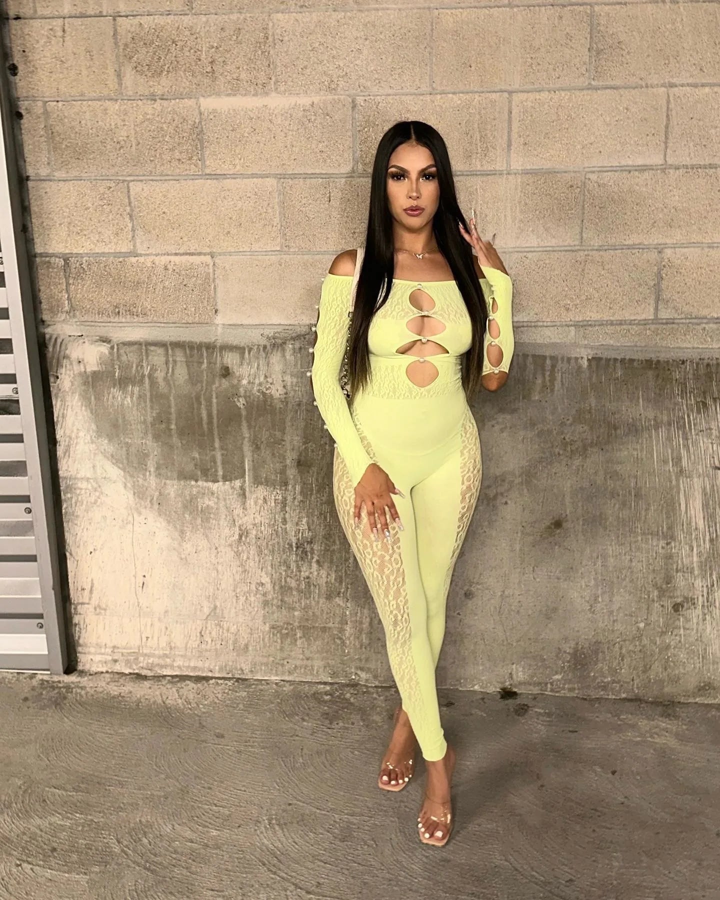 CM.YAYA 2025 Long Sleeve Sexy Leopard Lace See Through Women’s Jumpsuits Summer Slash Neck Night Club Party One Piece Outfits