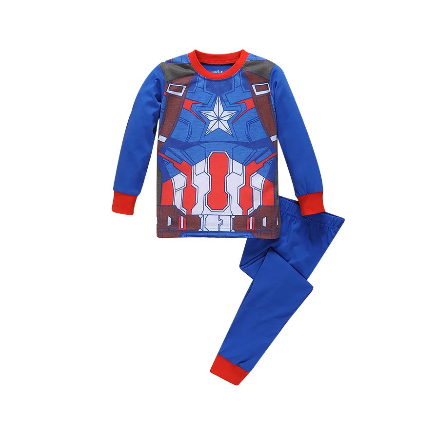 Children's Pyjamas Spiderman Iron Man Set Kids Sleepers Hero Collection Set Boys Girls Cartoon Long Sleeve Sleepwear 2-7T 131