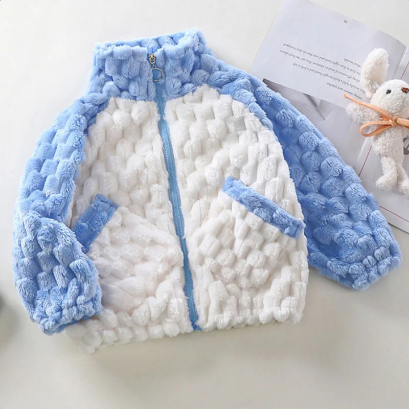 Winter boys girls plus velvet warm hooded jacket 2-9 years old Korean down overcoat thickening fashion children's clothing Photo Color 10