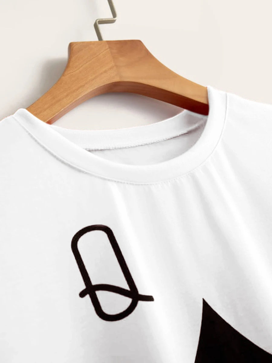 Plus Size dress Leisure O Neck Print White Mini Dress large size women clothing summer casual short sleeve T-shirt dress vest