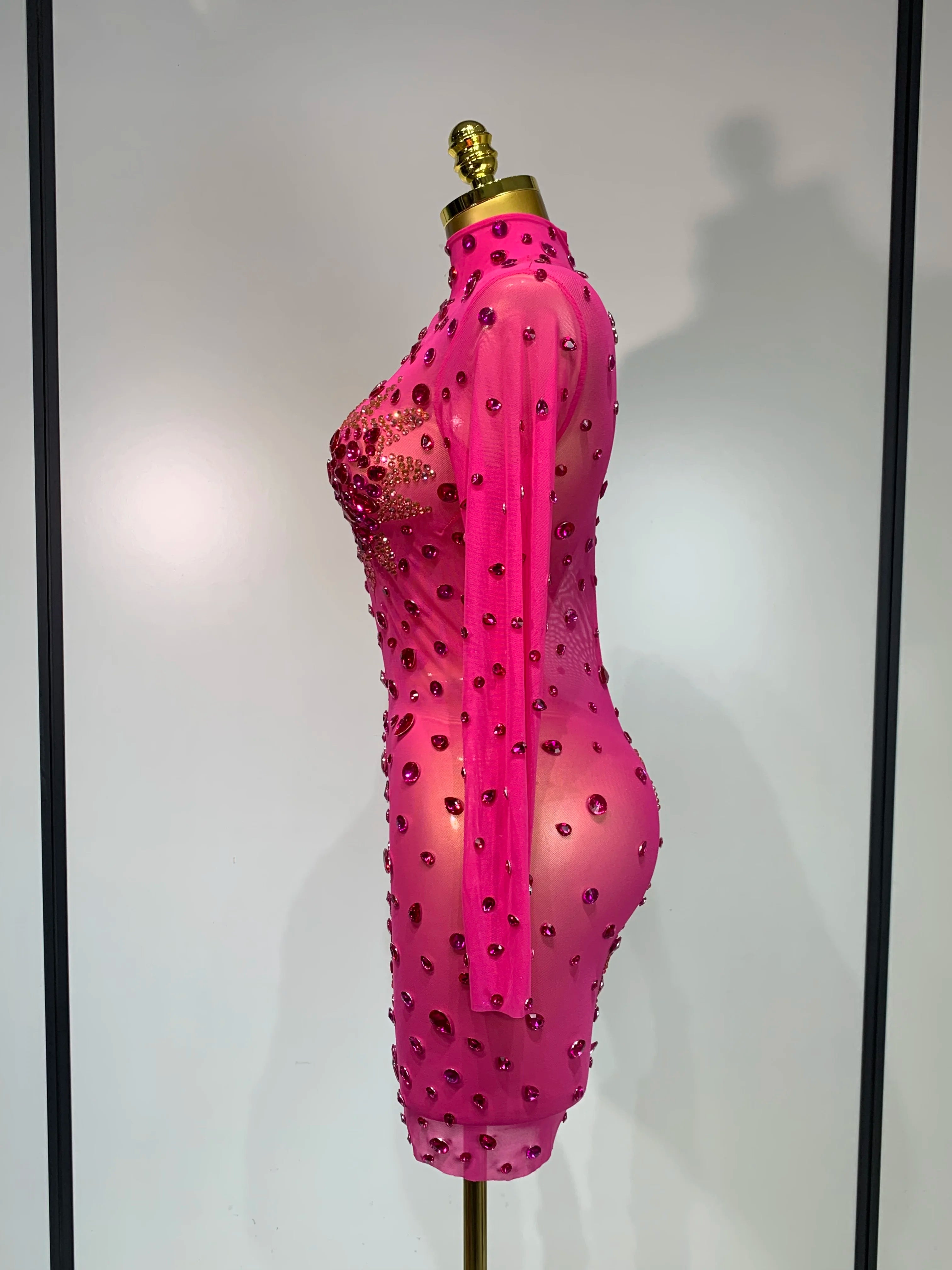 High Quality Sparkly Rhinestone Sexy Bodycon Dress 2025 New Fashion Nightclub Stage Outfit Luxury Birthday Party Dresses