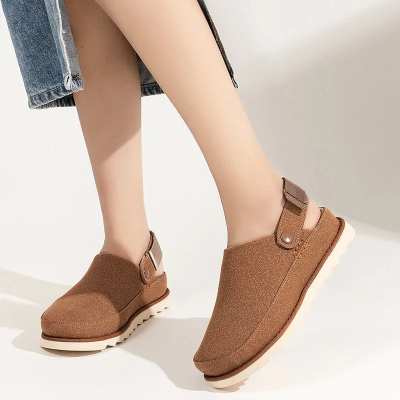 Fashion New Women's Suede Mules Slippers Women Clogs Cork Insole Sandals with Arch Support Outdoor Beach Slides Home Shoes