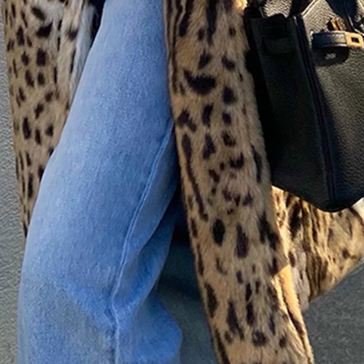 Winter Long Warm Thick Leopard Fluffy Faux Fur Coat Women Tiger Print Runway Loose Luxury Designer Clothing Women 2022