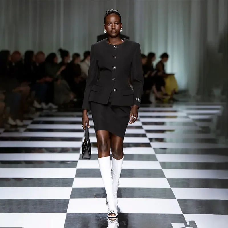 Women's Spring/Summer New Knee Long Women's Boots Fish Mouth Side Zipper Elastic Mid Sleeve Boots 44 Large Women's Boots