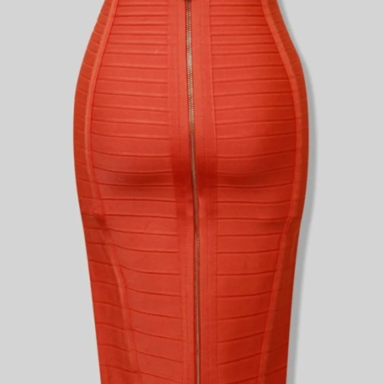 13 Colors Plus Size XL XXL 58cm Women Sexy Zipper Black Blue Orange Red Rayon Bandage Skirt Designer A Line Skirt Faldas