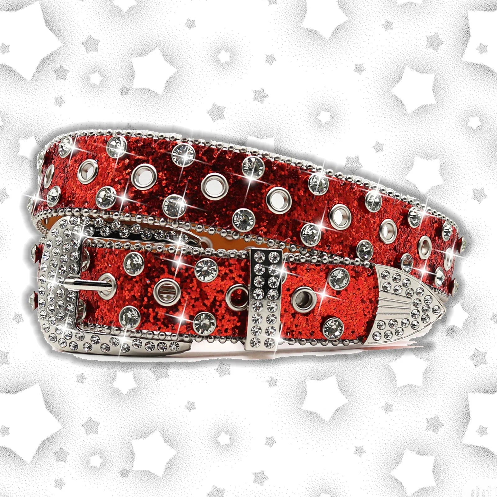 Gorgeous Rhinestone Belt Women Belt Perfect Valentine's Gift for Your Girlfriend Beautiful Y2K Belt Brand Red