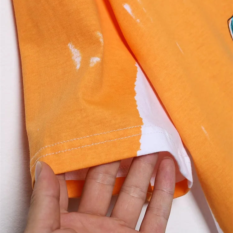 Women Fashion Contrast Color Beauty Print Casual T Shirt Female Basic O Neck Short Sleeve Chic Streetwear Tops T1875