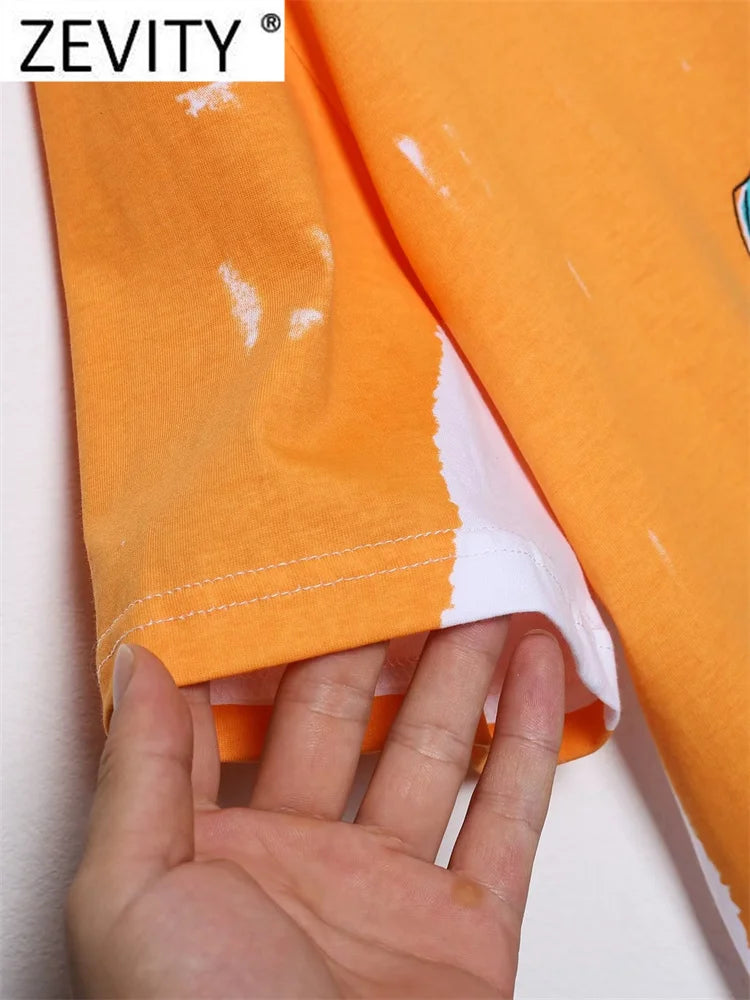 Women Fashion Contrast Color Beauty Print Casual T Shirt Female Basic O Neck Short Sleeve Chic Streetwear Tops T1875