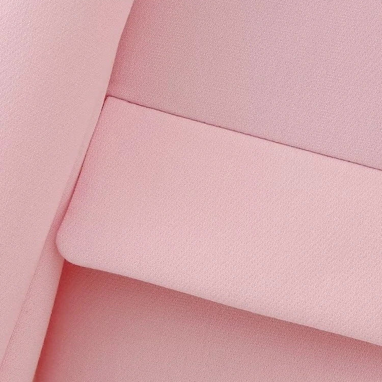 TRAF Spring Elegant Women Pink Y2K Short Blazer Metal Flower Button Long Sleeve Female Suit Jacket Turn Down Collar Tops