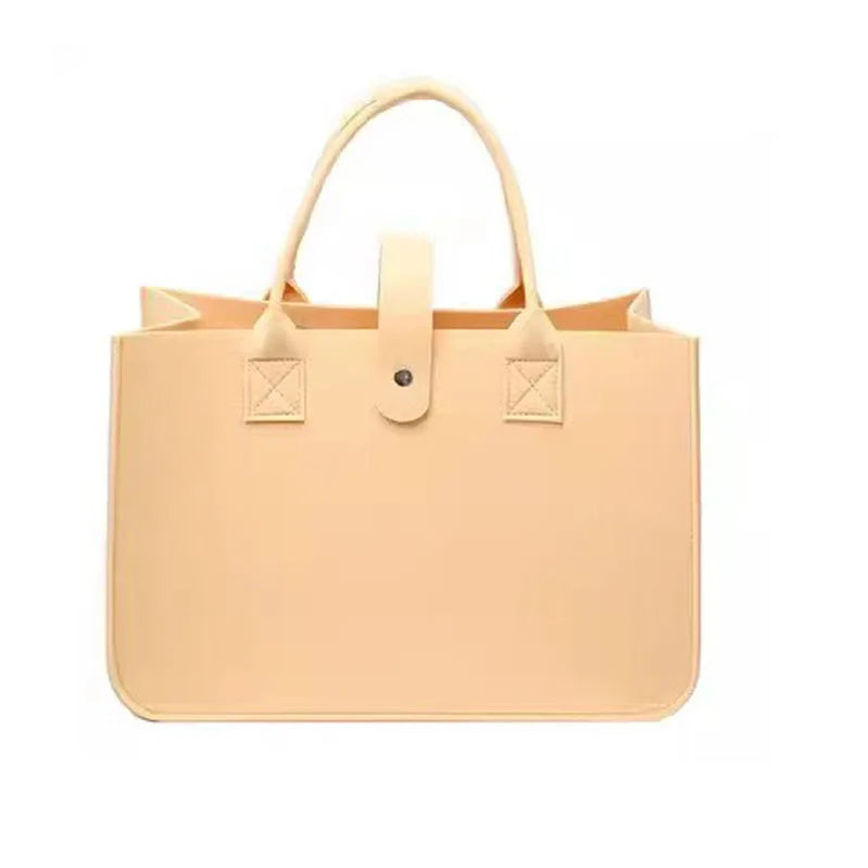 Fashion Women Winter Bag Felt Cloth Hand Bag Female Large Capacity Tote Bag Ladies Solid Color Travel Shopping Purses apricot