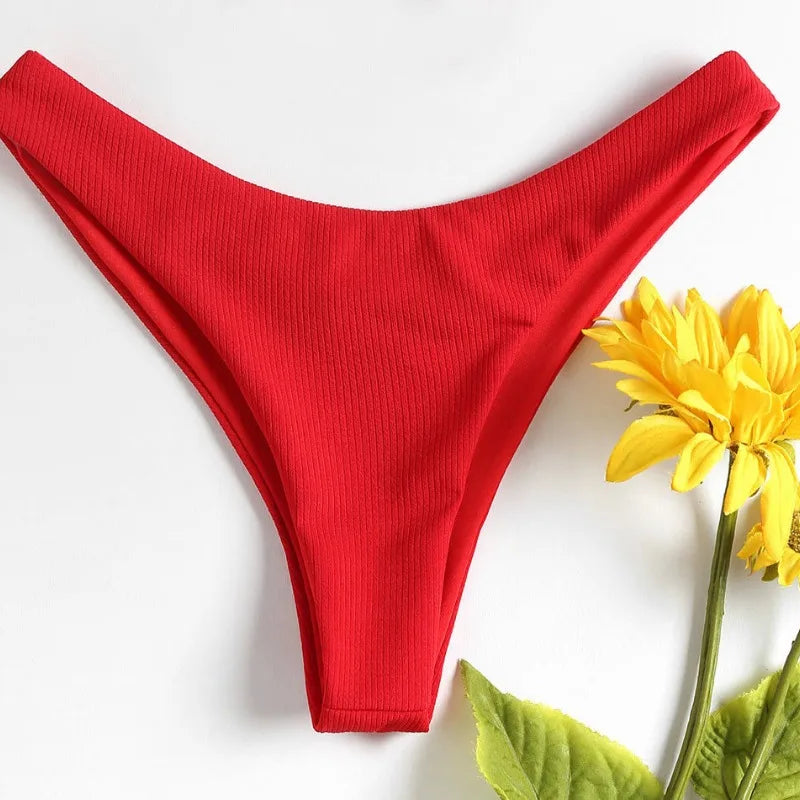 Swimsuit New Summer Women Bikini Sexy Swimwear Set Packwork Brazilian Bathing Beachwear Swimming Bathing Suit Women Red Bottom